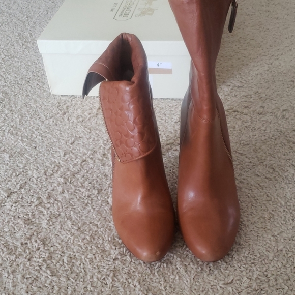 Coach 4 in brown leather convertible length boots - Picture 5 of 8